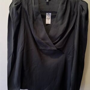 Express Black Draped Blouse